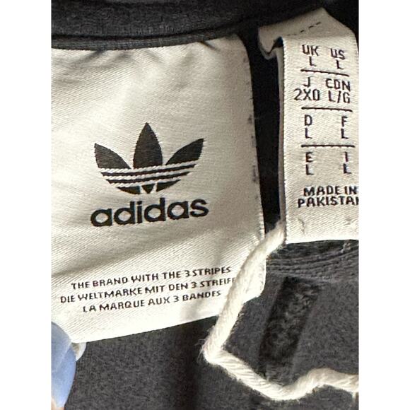 Adidas Embroidered Logo Black Hooded Drawstring Hoodie Long Sleeves Logo Size L - Picture 5 of 5